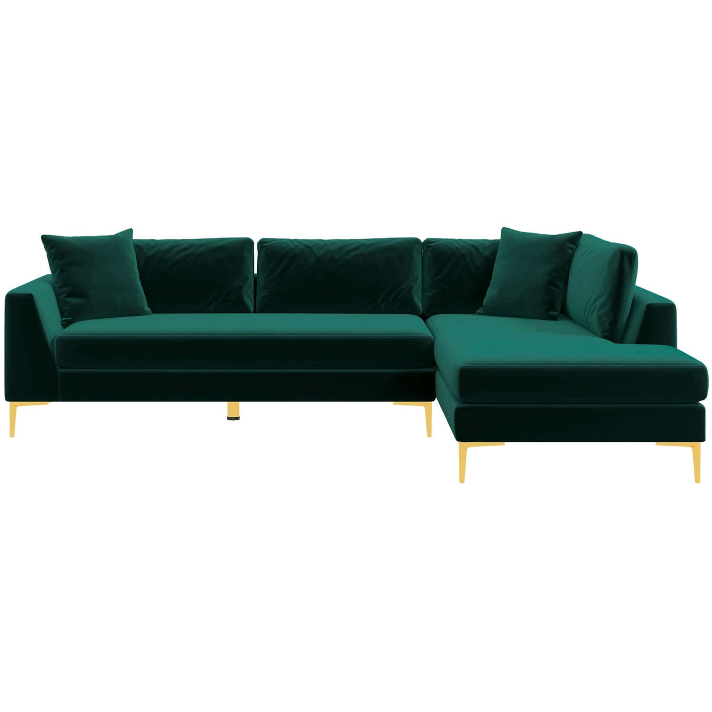 Mano  L-Shaped Velvet Sectional Sofa In Green Right Facing