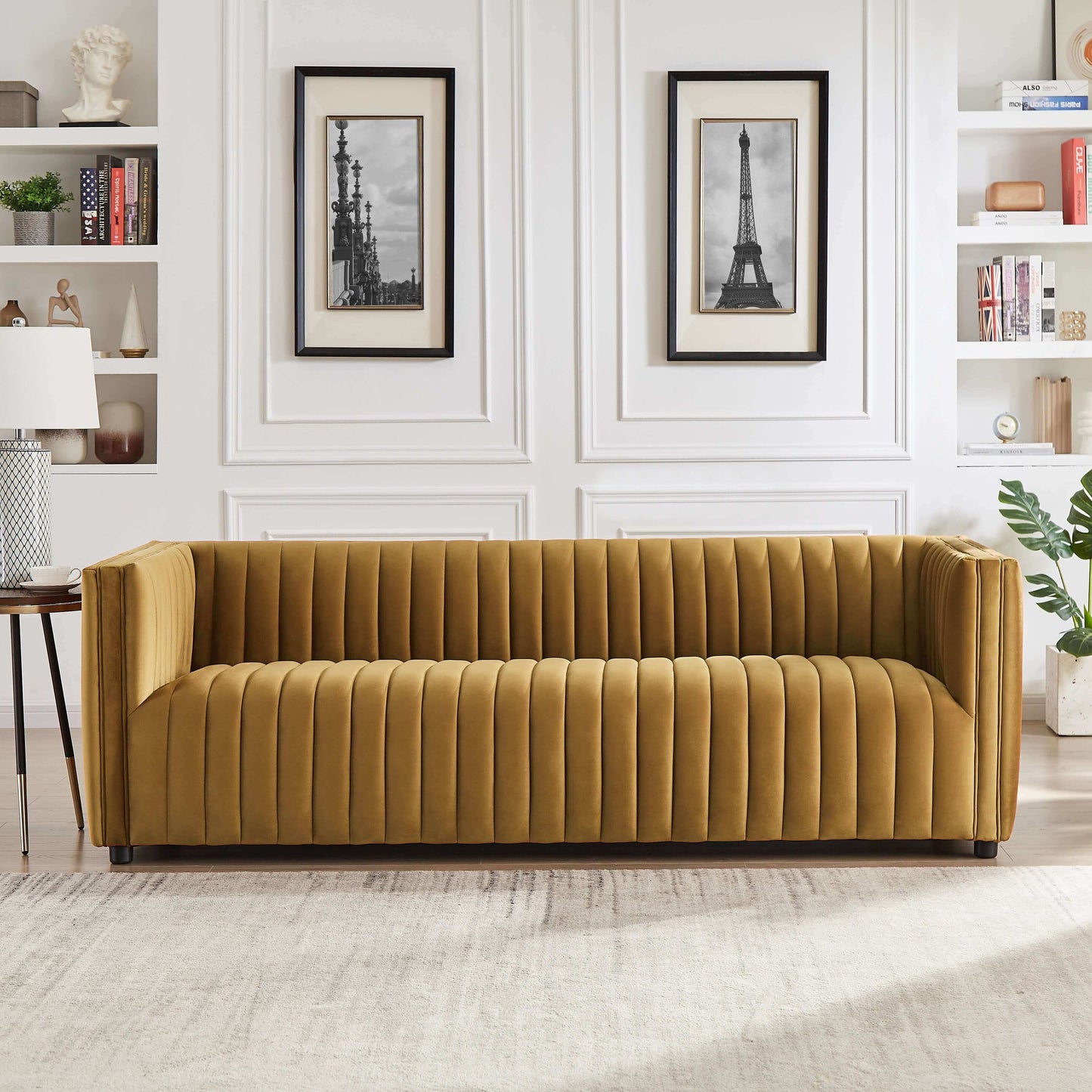 Dominic Channel Tufted Velvet Sofa