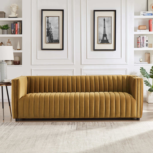 Dominic Channel Tufted Velvet Sofa