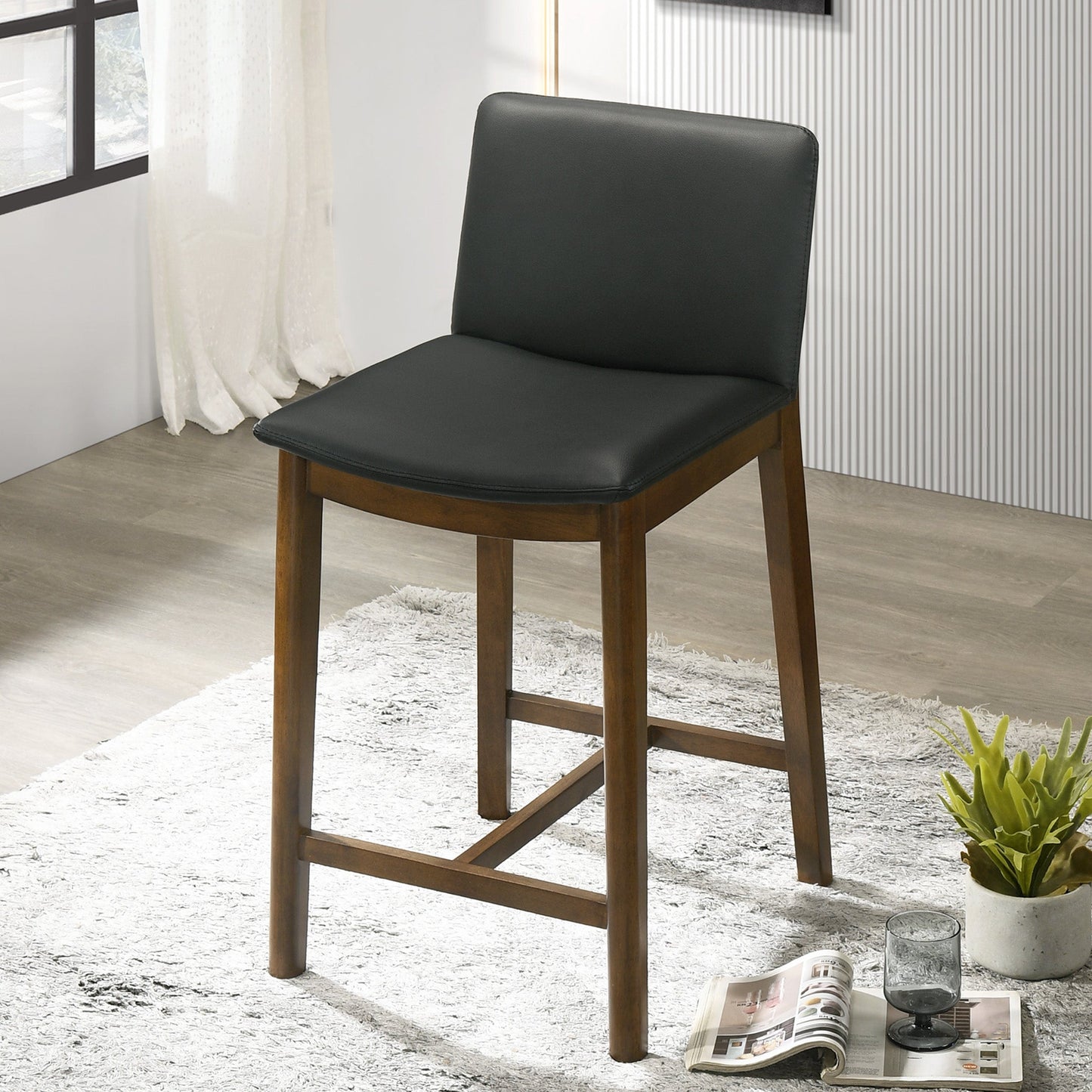 Shannon Counter Chair In Black Vegan Leather