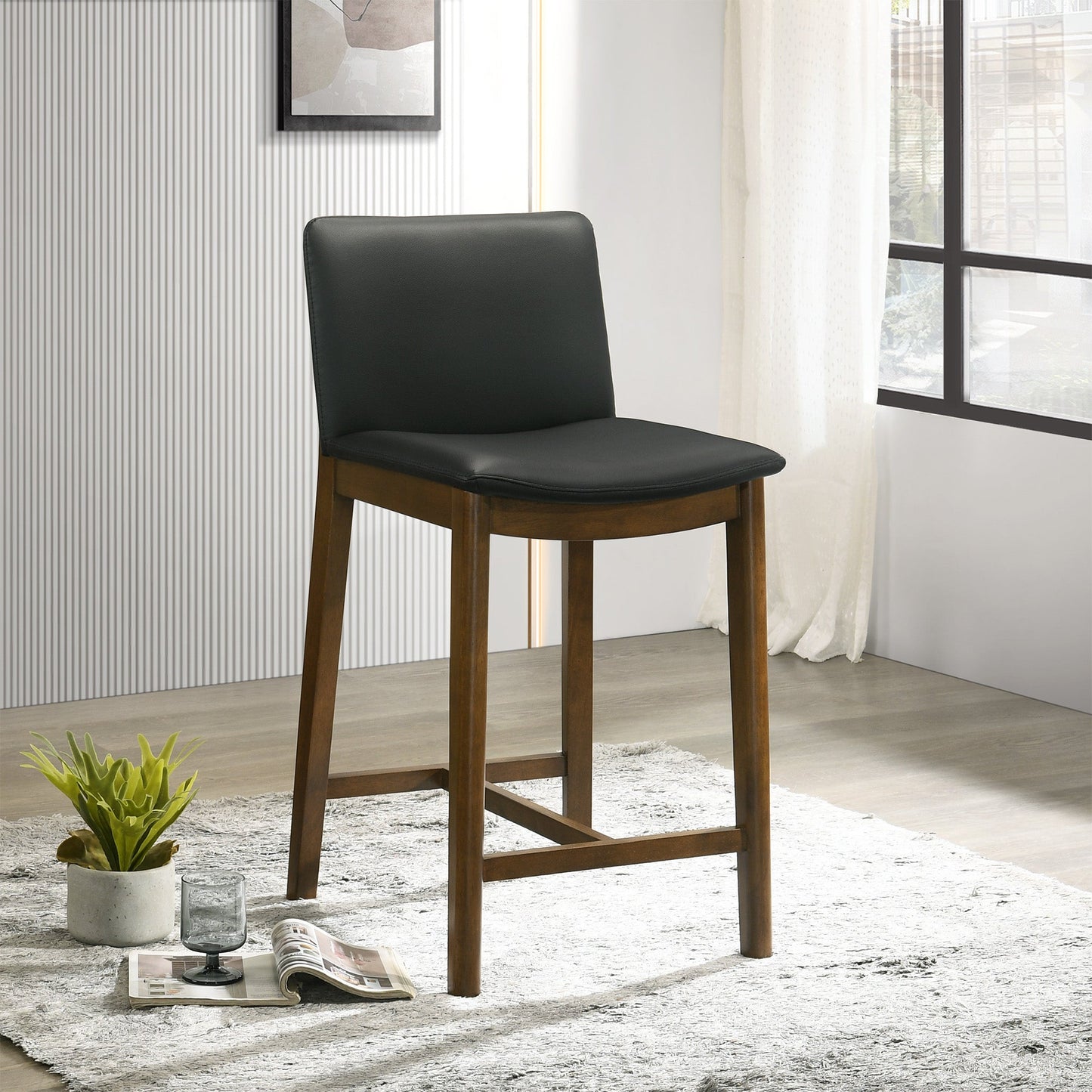 Shannon Counter Chair In Black Vegan Leather