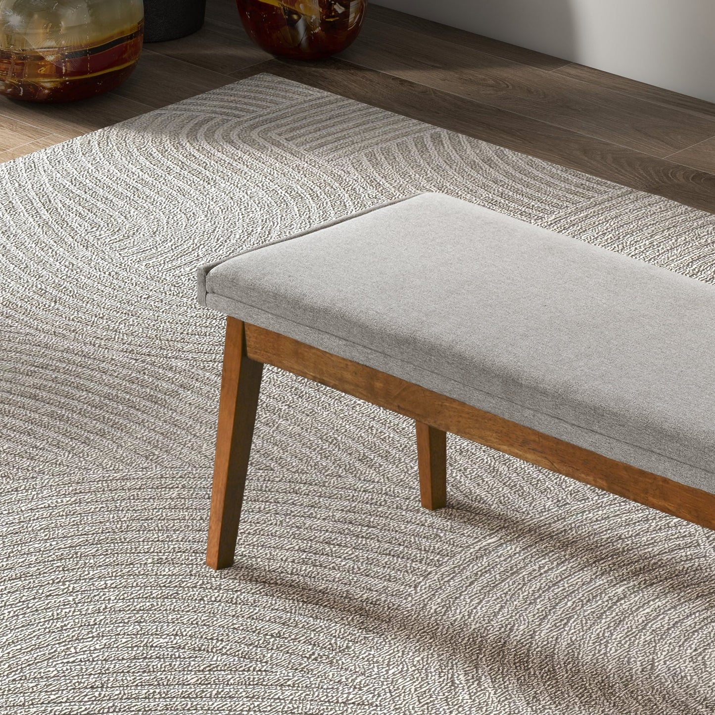 Warren Bench in Ash Grey Fabric