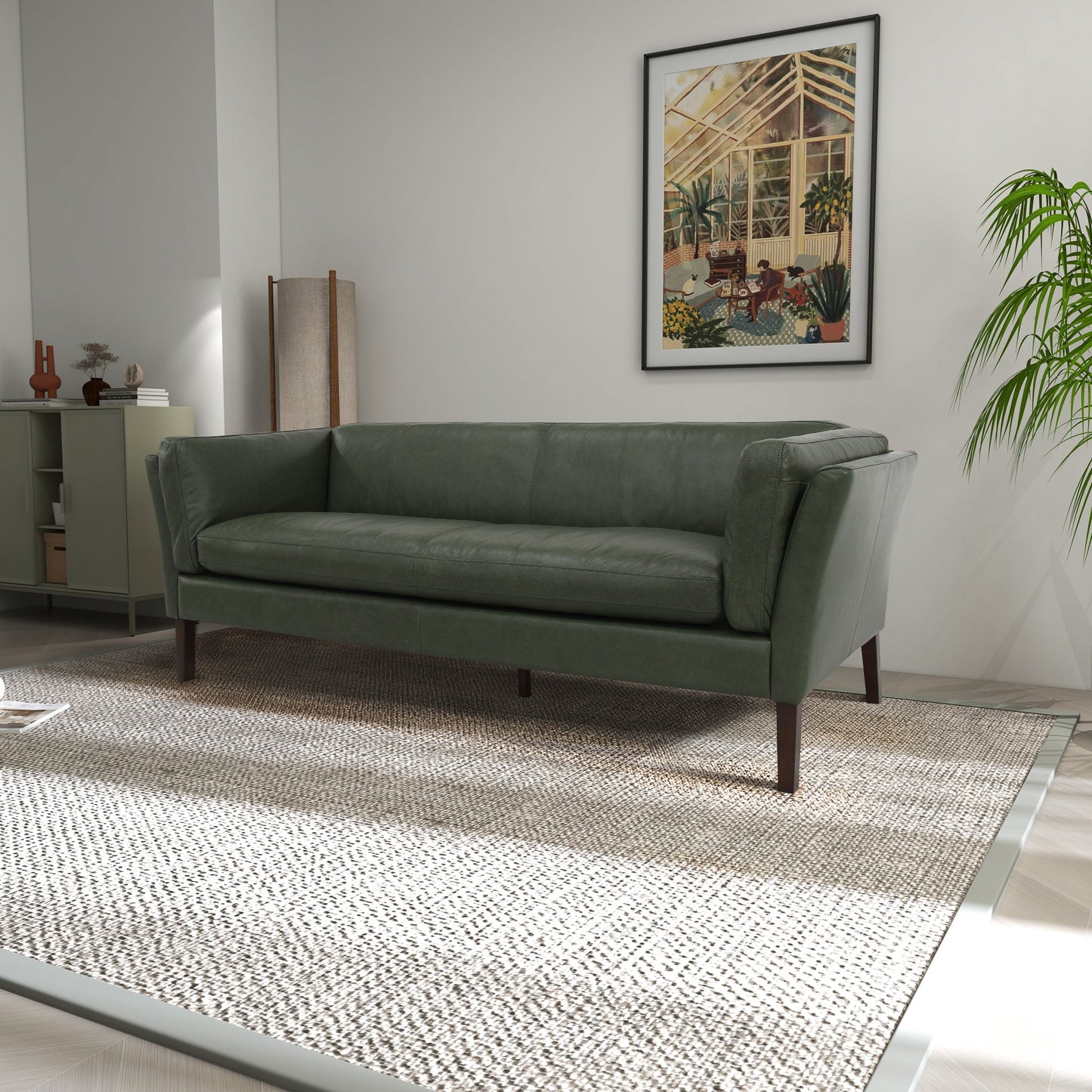 York Green Leather Sofa