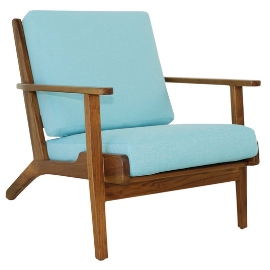 Connor Solid Wood Linen Lounge Chair - Sky Blue