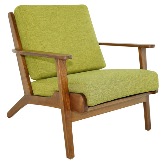 Connor Solid Wood Linen Lounge Chair - Pistachio Green