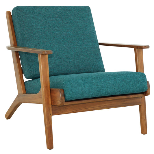 Connor Solid Wood Linen Lounge Chair - Teal