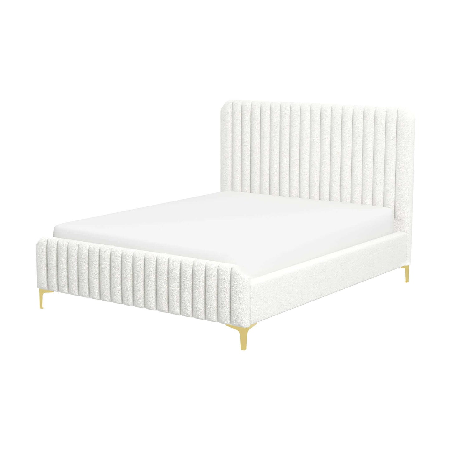 Valery Queen Size Cream Boucle Platform Bed