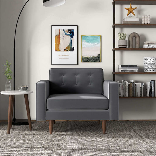 Casey  Grey Velvet Lounge Chair