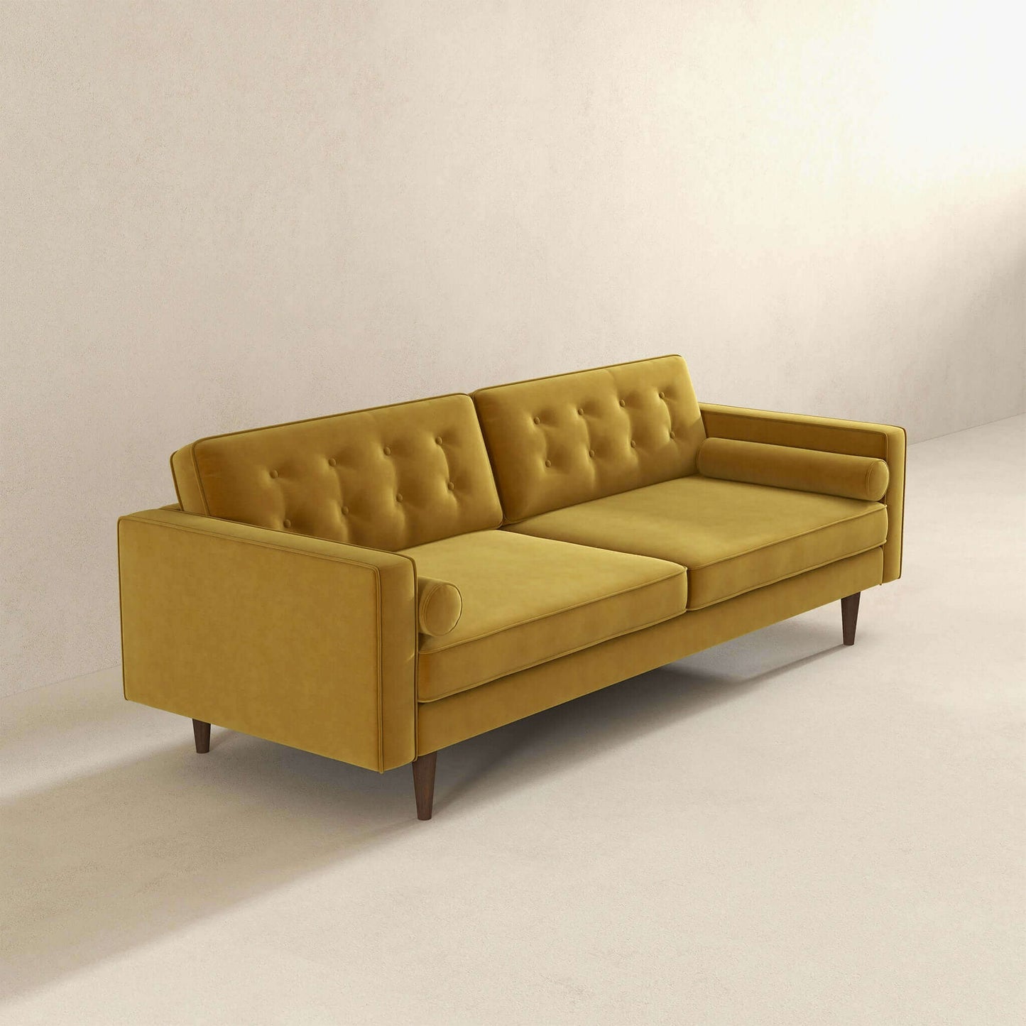 Casey Mid Century Modern Gold Velvet Sofa