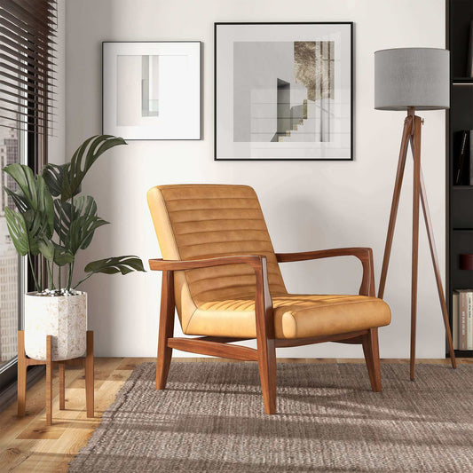 Micah Genuine Tan Leather Accent Chair