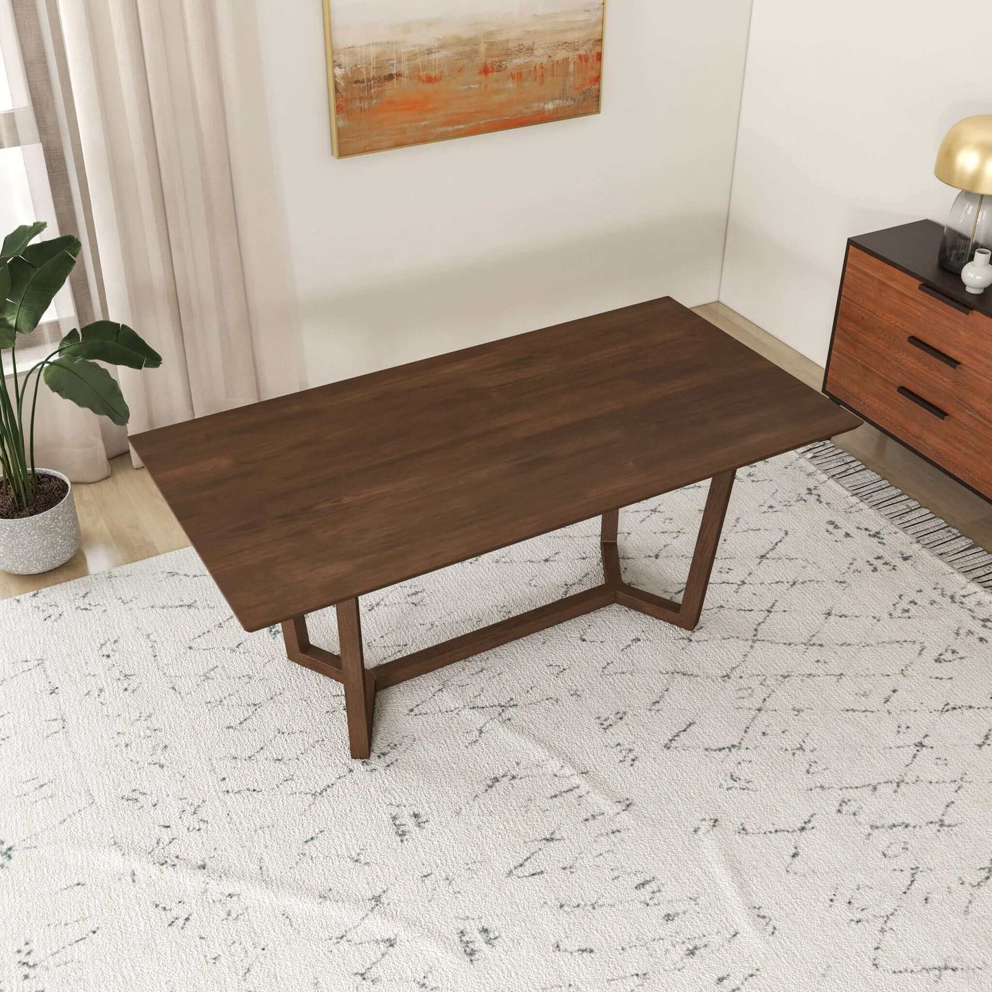 Marina  Solid Wood Dining Table In Brown