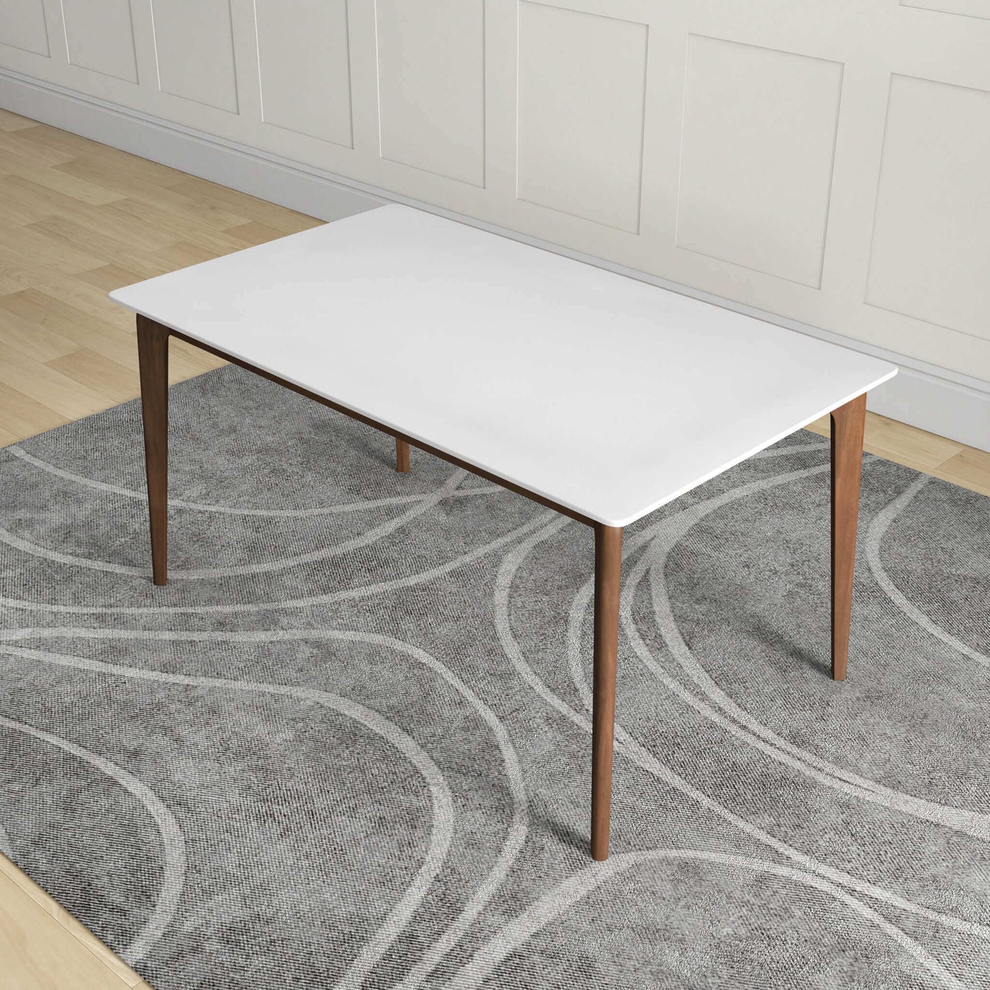 Lindsey  Solid Wood White Top Dining Table