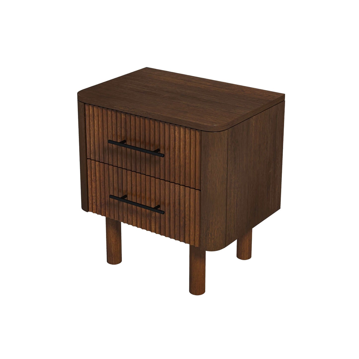 Logan Mid Century Modern Walnut Nightstand Bed Side Tables With 2 Drawers