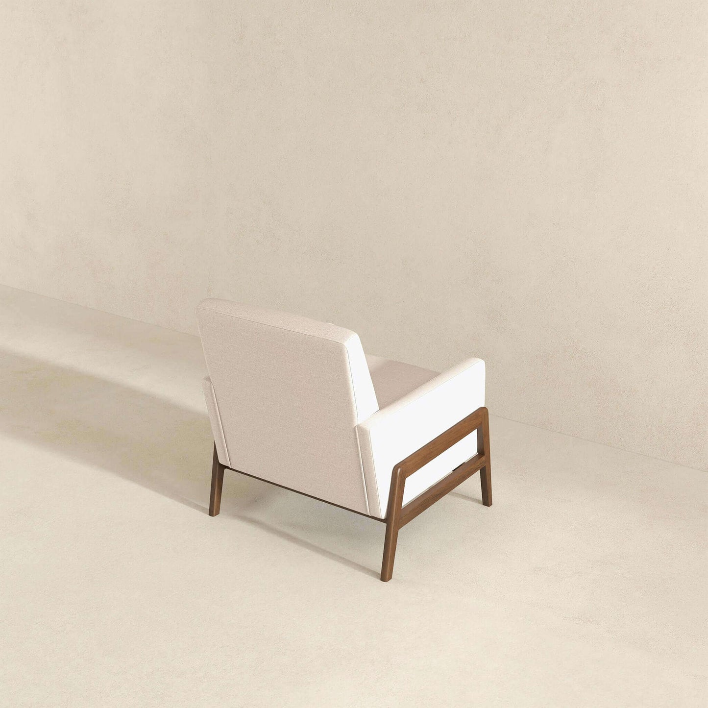 Cole Solid Wood Beige Velvet Lounge Chair