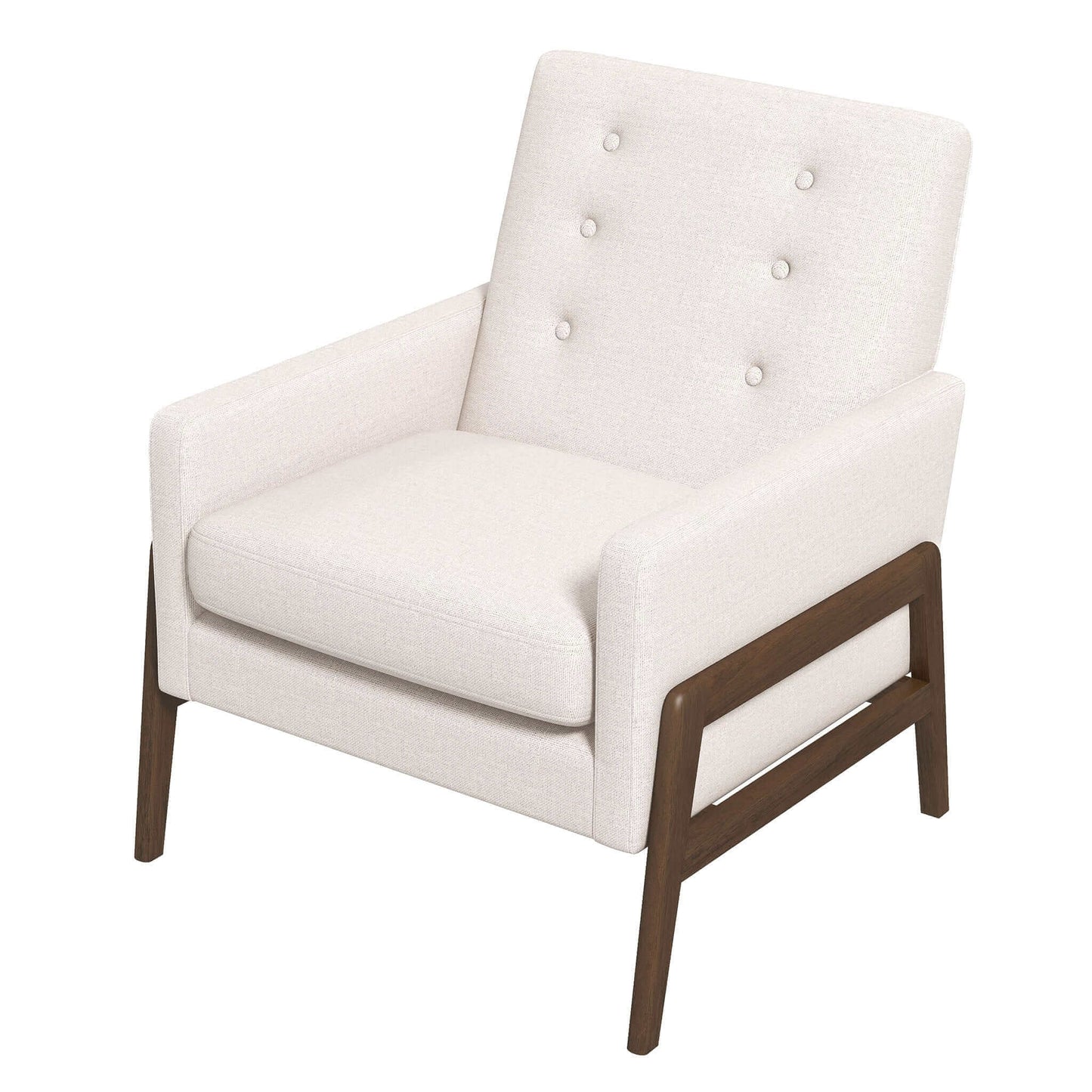 Cole  Solid Wood Beige Velvet Lounge Chair