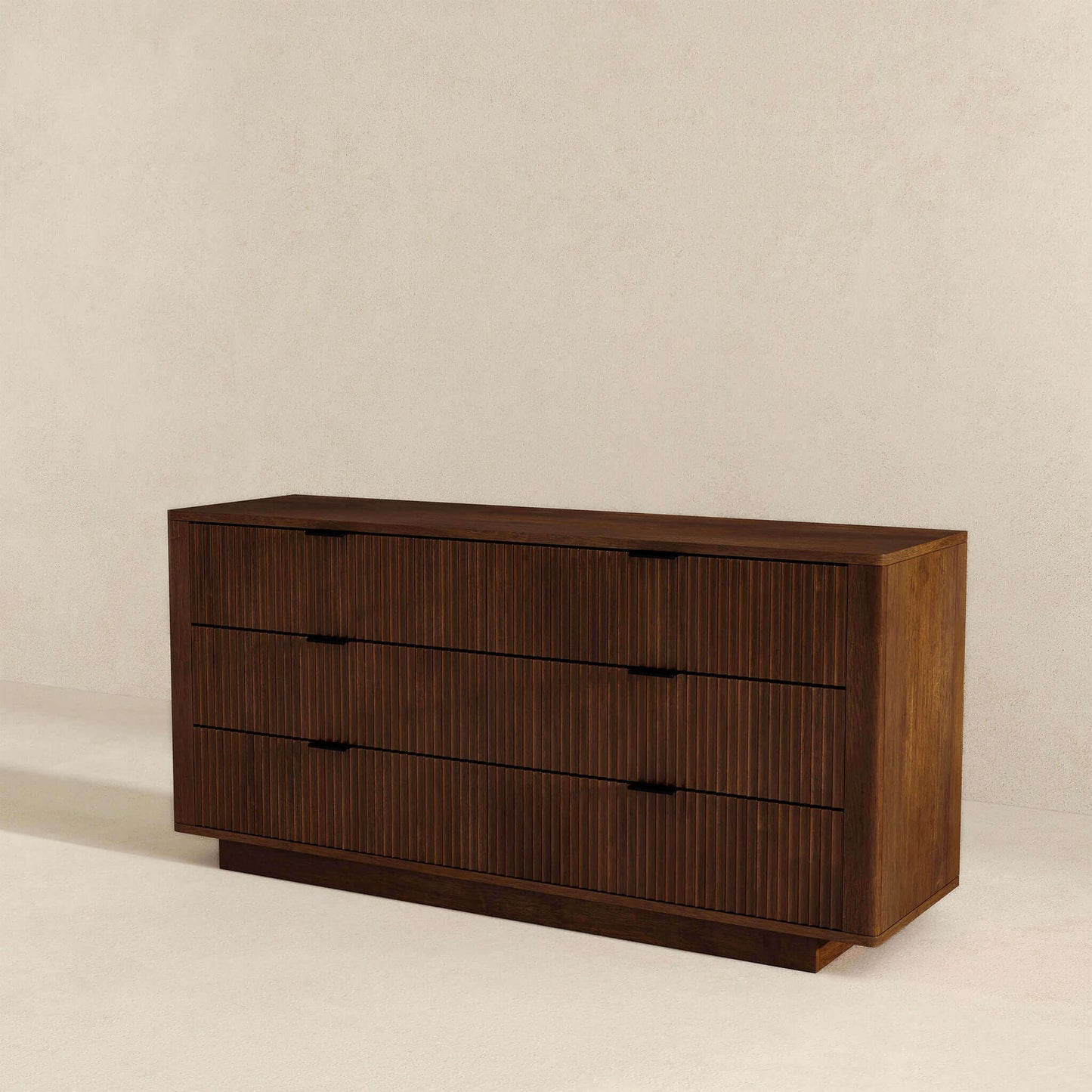 Lola Mid Century Modern Walnut Dresser With 6 Drawers