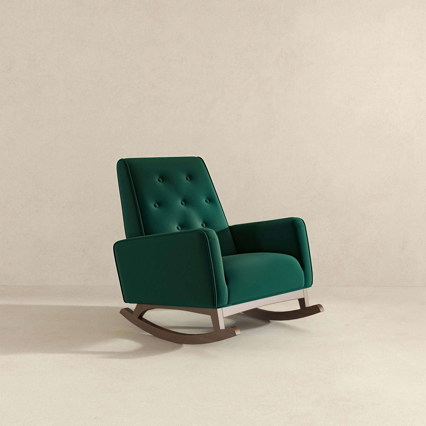 Demetrius Green Velvet Solid Wood Rocking Chair