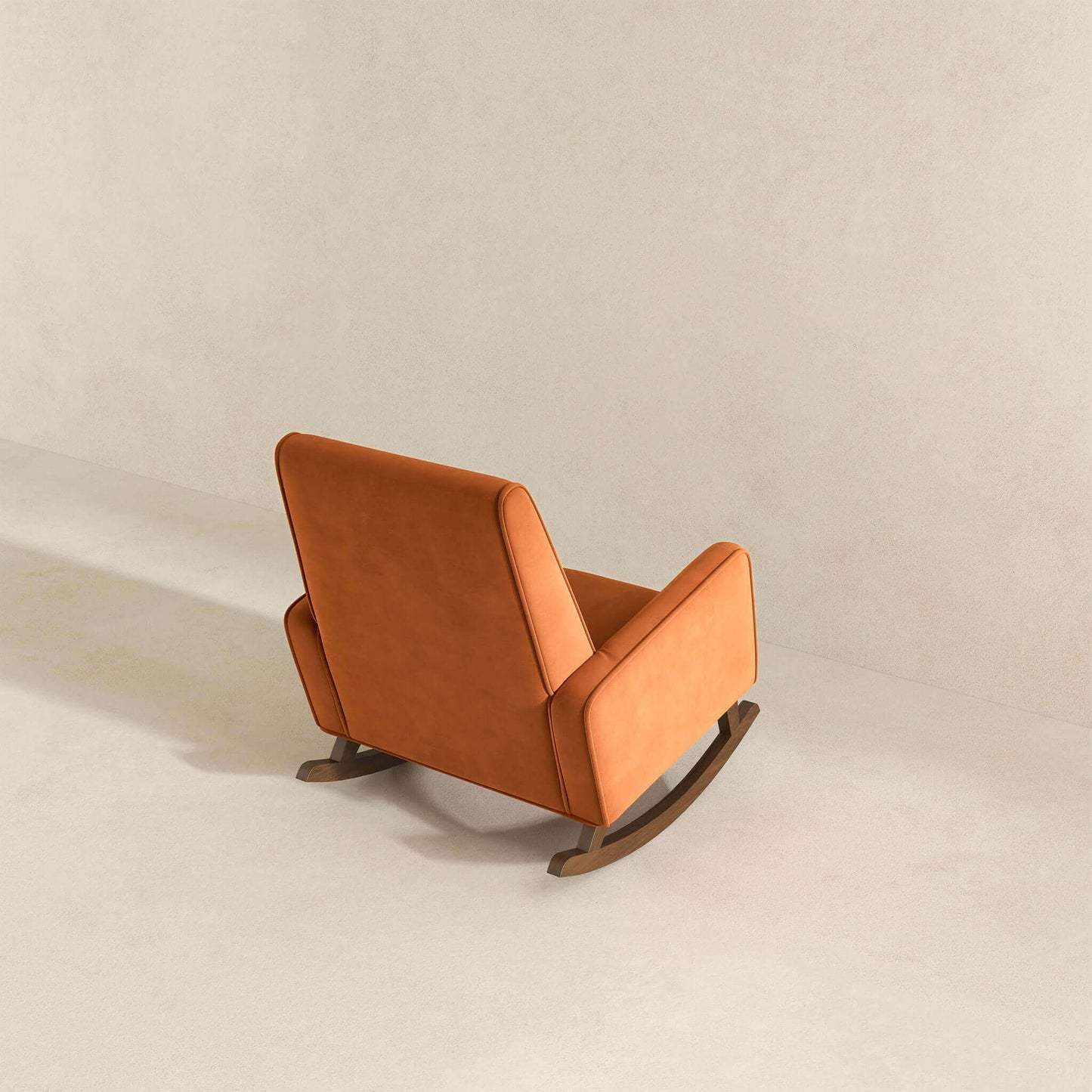 Demetrius  Orange Velvet Solid Wood Rocking Chair