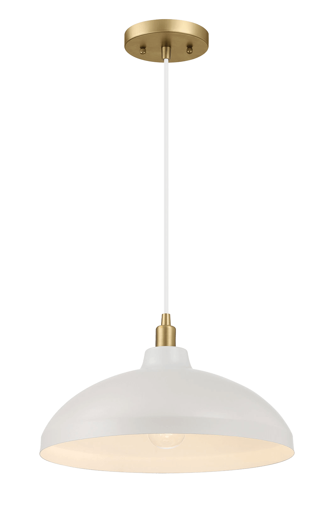 Astral Single Light White Pendant Lamp with Golder Brass Finish for Entrance Kitchen Island 14"D × 8"H - West Lamp