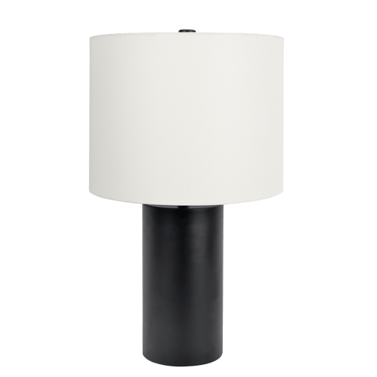 Aura Black Table Lamp with On/Off Switch Black Block Base - West Lamp