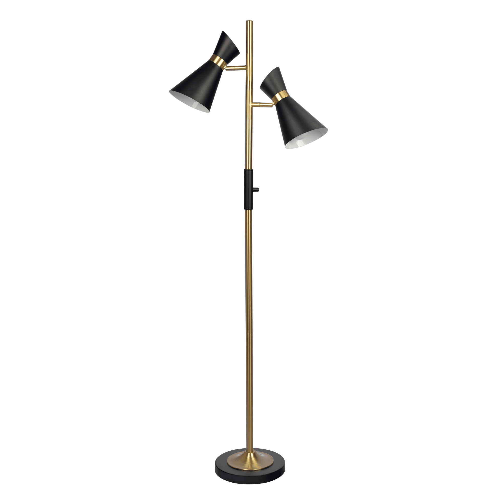 Axis Brassed Gold Floor Lamp with 4-Way Switch Double Spots with Metal Base - West Lamp