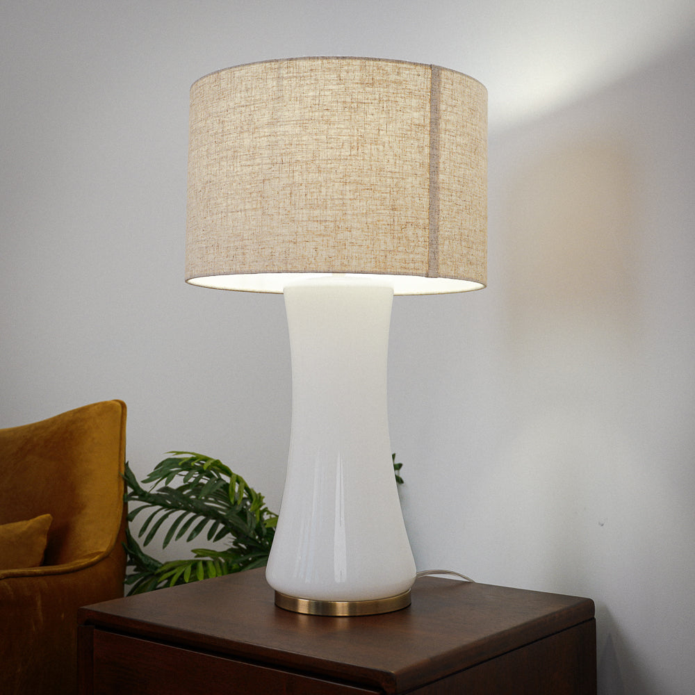 Cascade Glass Lamp Golden Base Off White Glass Table Lamp