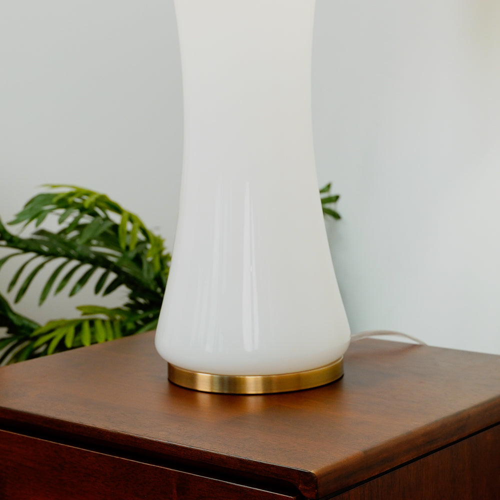Cascade Glass Lamp Golden Base Off White Glass Table Lamp