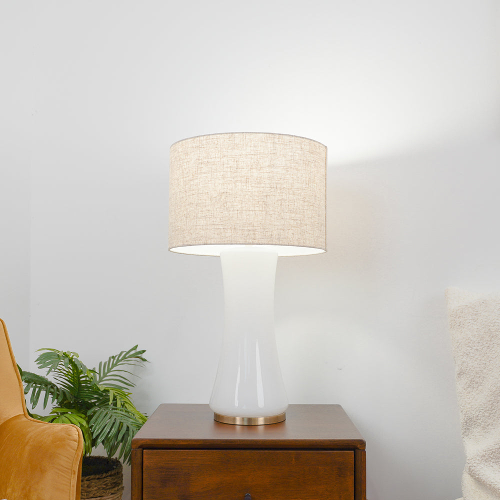 Cascade Glass Lamp Golden Base Off White Glass Table Lamp