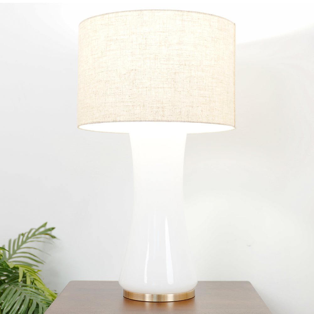 Cascade Glass Lamp Golden Base Off White Glass Table Lamp