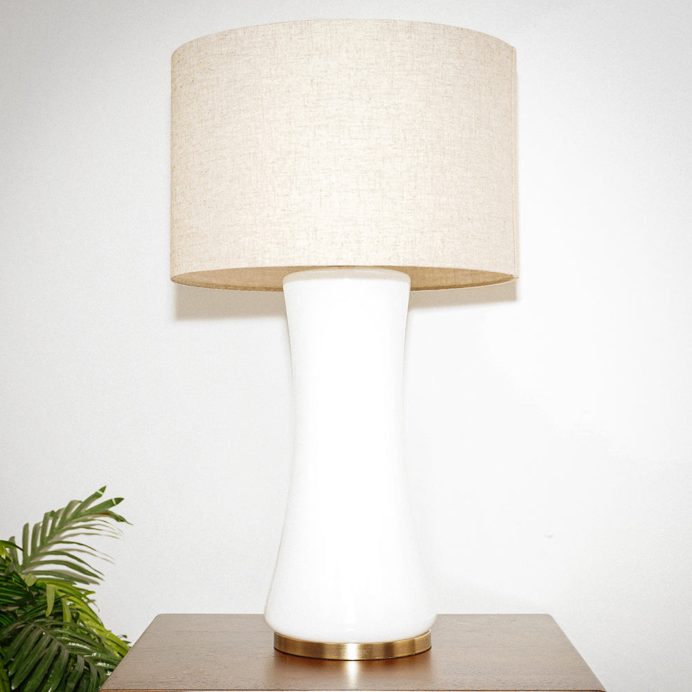 Cascade Glass Lamp Golden Base Off White Glass Table Lamp