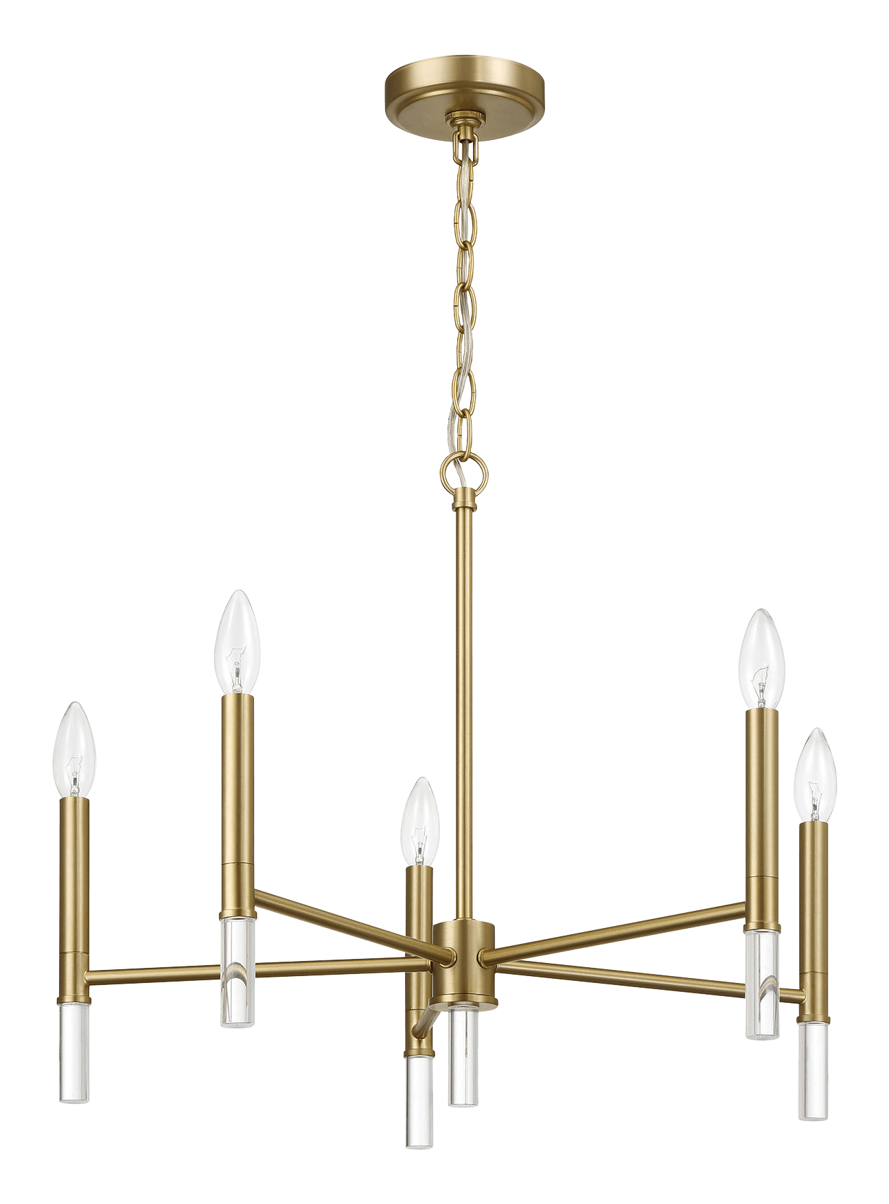 Courtyard Five Light Golden Brass Candle Light Chandelier 24"W × 17.75"H - West Lamp