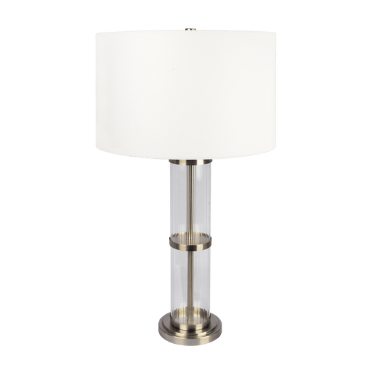 Echo Brushed Nickel Table Lamp with On/Off Switch Clear Glass Body Metal Base - West Lamp