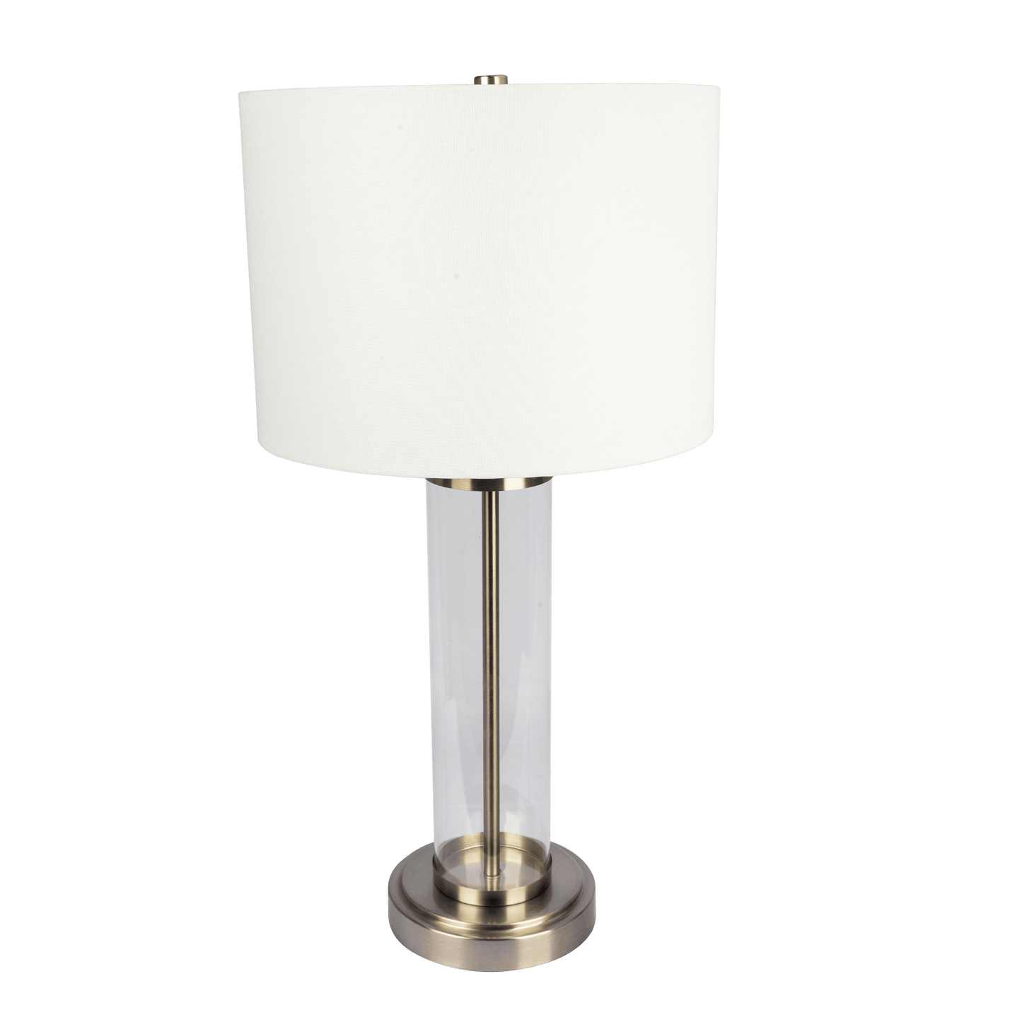 Luna Brushed Nickel Table Lamp with On/Off Switch Clear Glass Body Metal Base - West Lamp