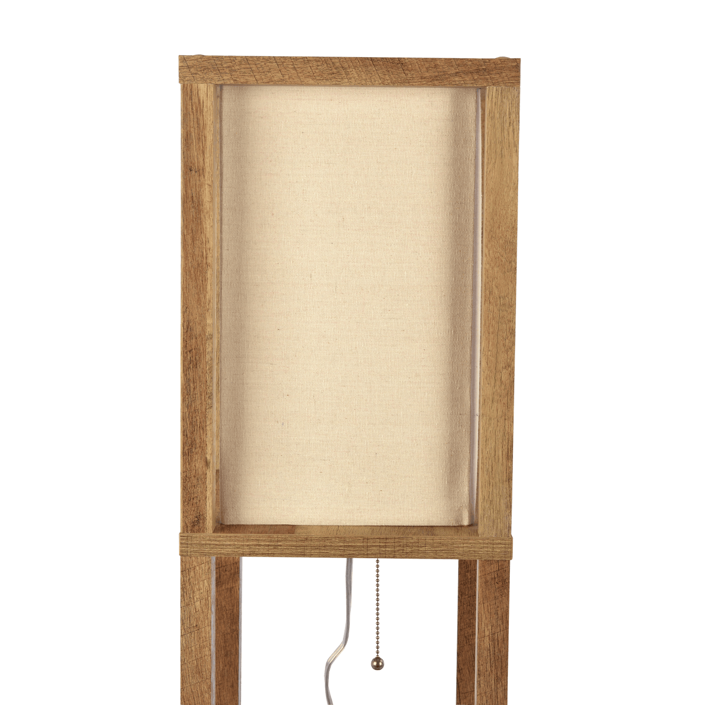 Pinnacle Shelf Floor Lamp For Bedroom/Living Room, Natural Wood with Long Shade - West Lamp