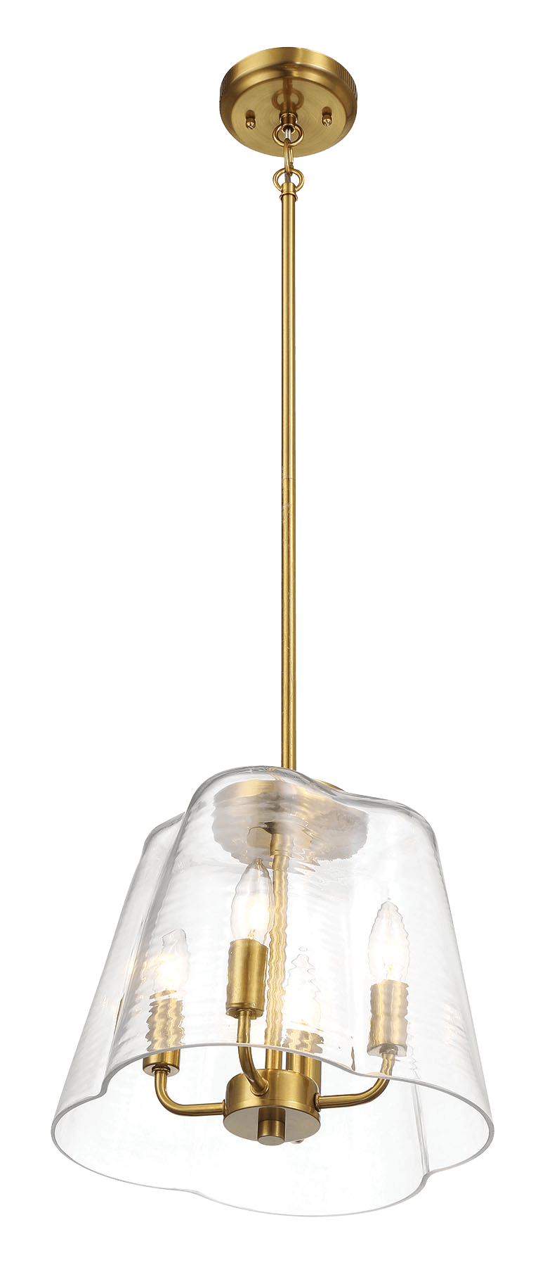 Soiree Four Candle Lights Pendant With Clear Glass - Satin Brass - West Lamp