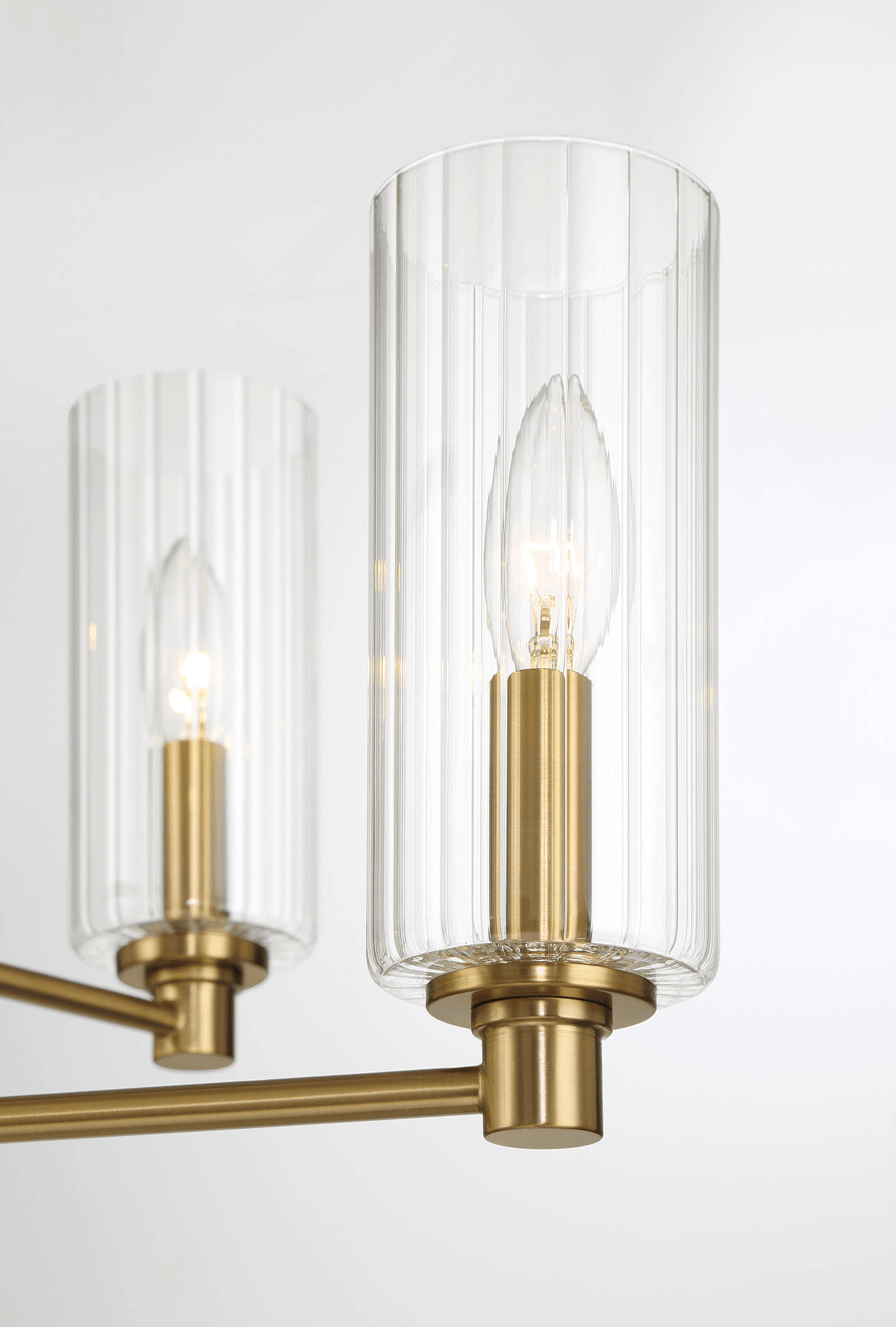 Timeless Six Lights Chandelier With Clear Ribbed Glass - Satin Brass - West Lamp