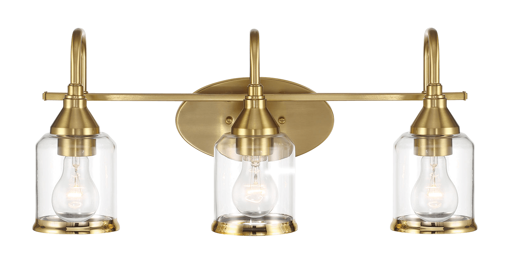 Twilight Three Lights Brushed Gold Contemporary Vanity Light 22"W × 10"H × 7.48"E with Clear Glass - West Lamp