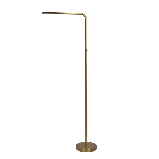 Verve Brassed Gold Floor Lamp with On/Off Switch Adjustable Led Round Base - West Lamp