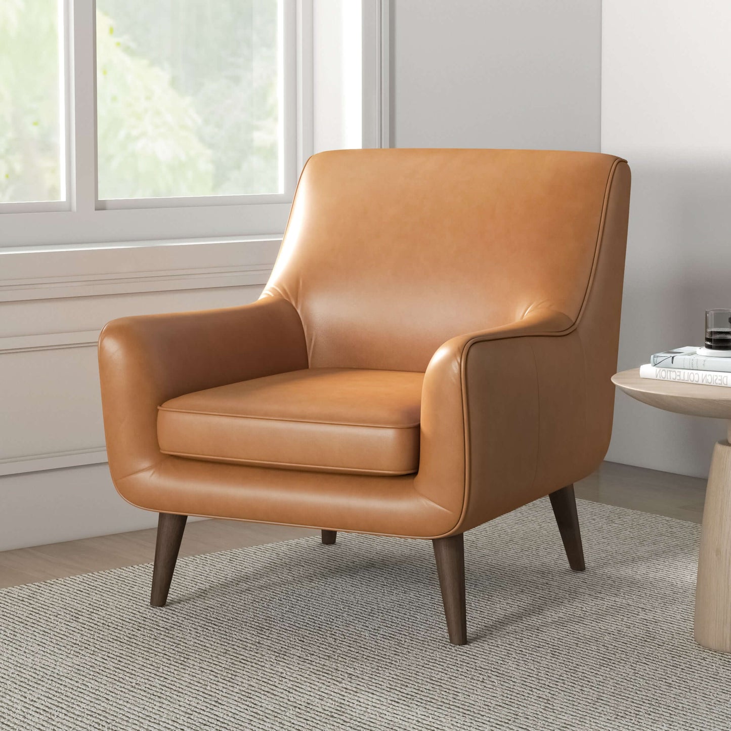 Alex Tan Leather Lounge Chair