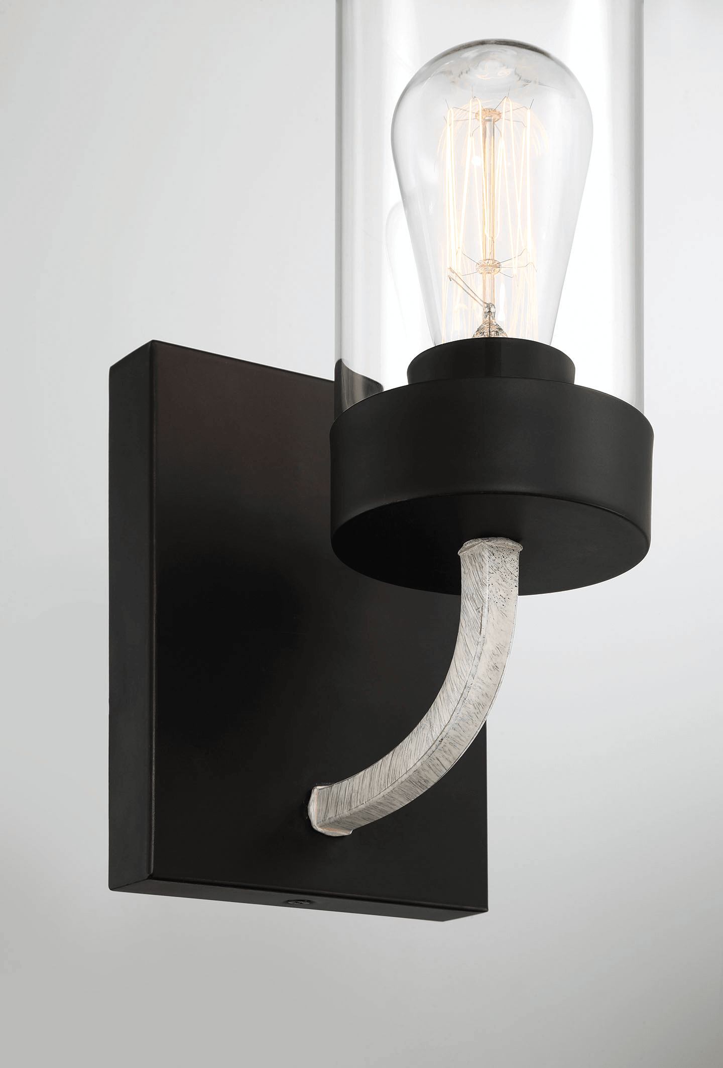 Zephyr Single Light Sconce With Clear Glass Metal Black Finish - West Lamp