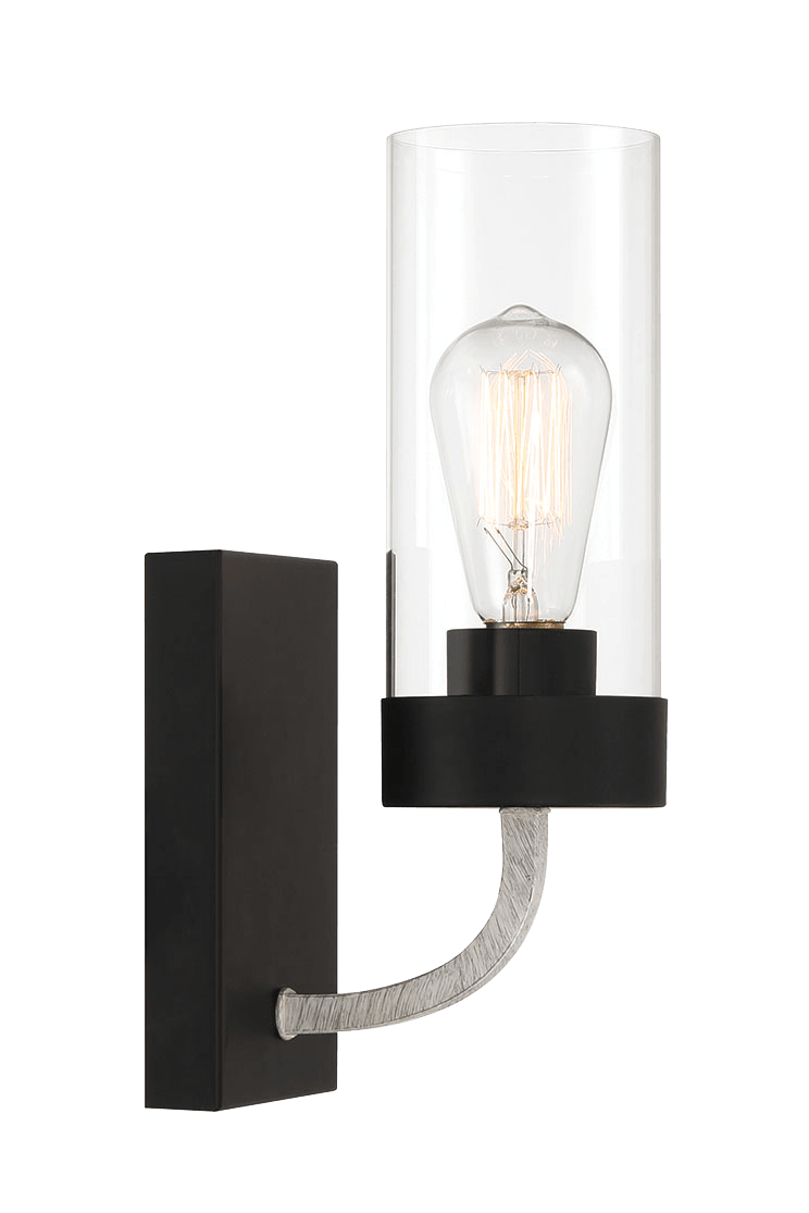 Zephyr Single Light Sconce With Clear Glass Metal Black Finish - West Lamp